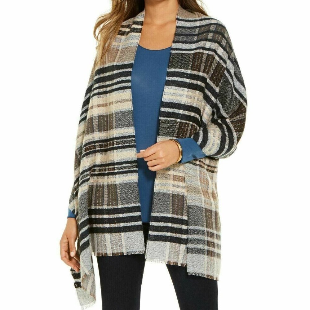 Echo Textured Plaid Oblong Scarf